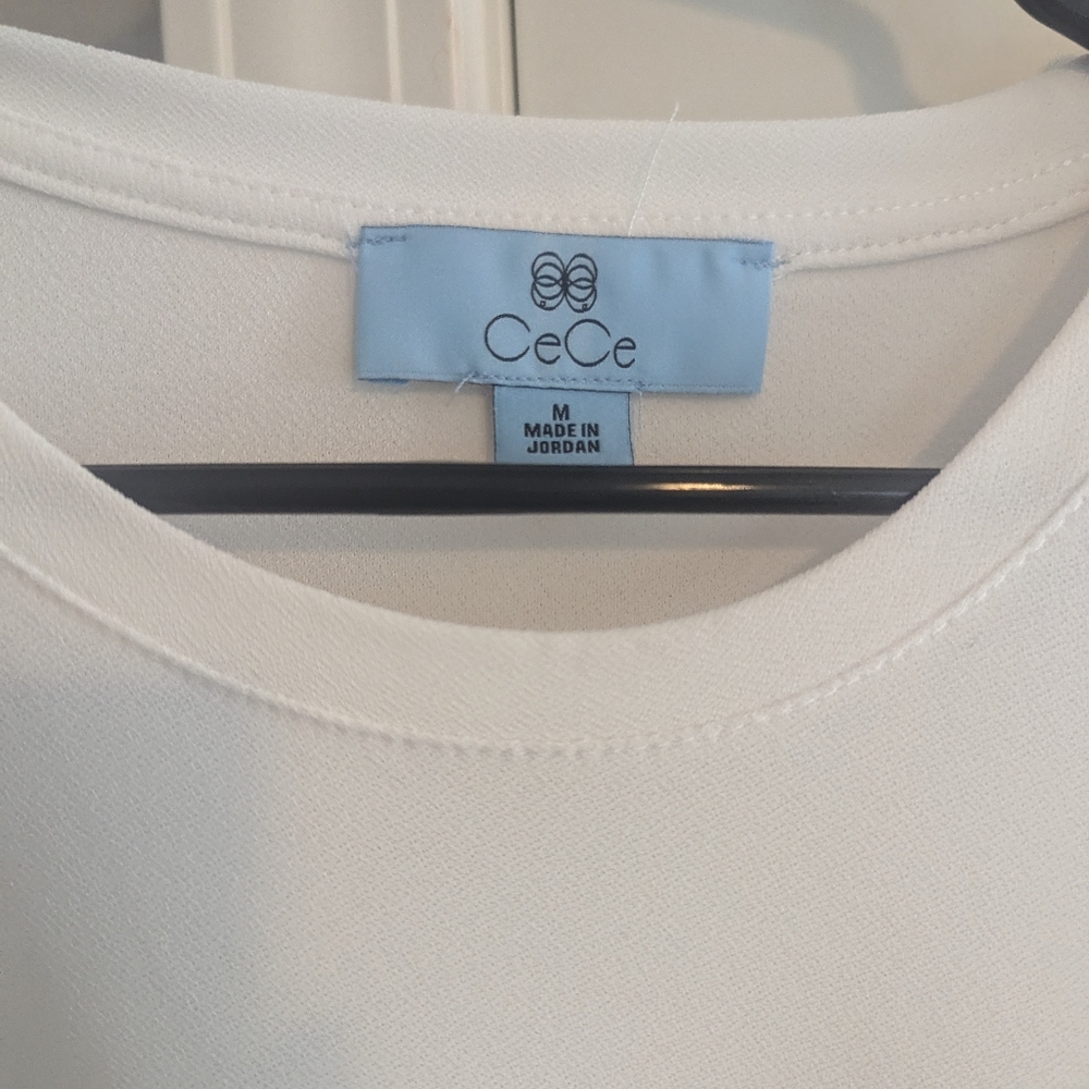 White Dress Blouse with Netted Sleeves